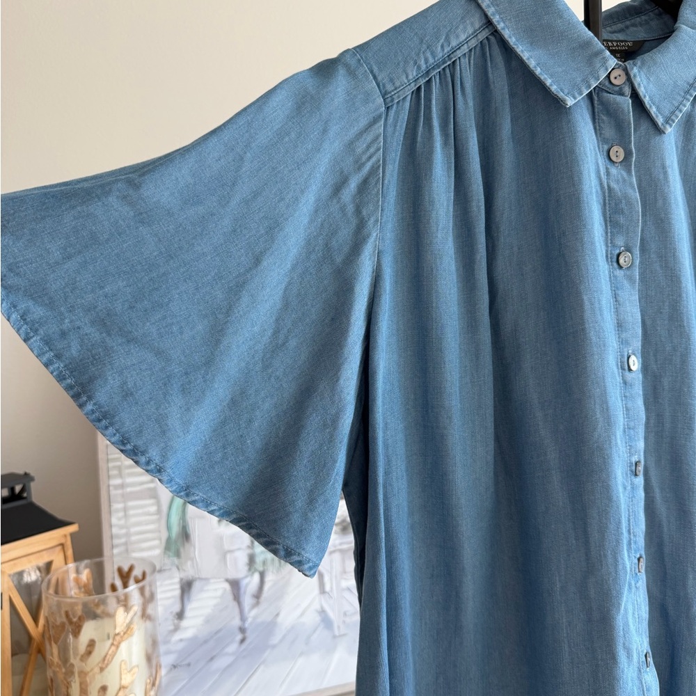 Liverpool Blue Chambray Button-Down Shirt - Picture 2 of 5